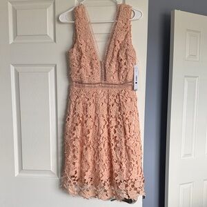 Elegant Lace Pink Dress